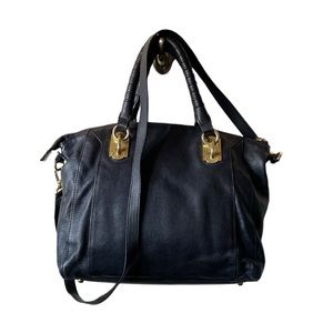 STEVEN black leather crossbody bag